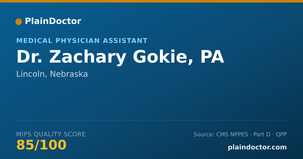 Shareable card for Zachary Gokie, PA - Medical Physician Assistant, Lincoln, NE