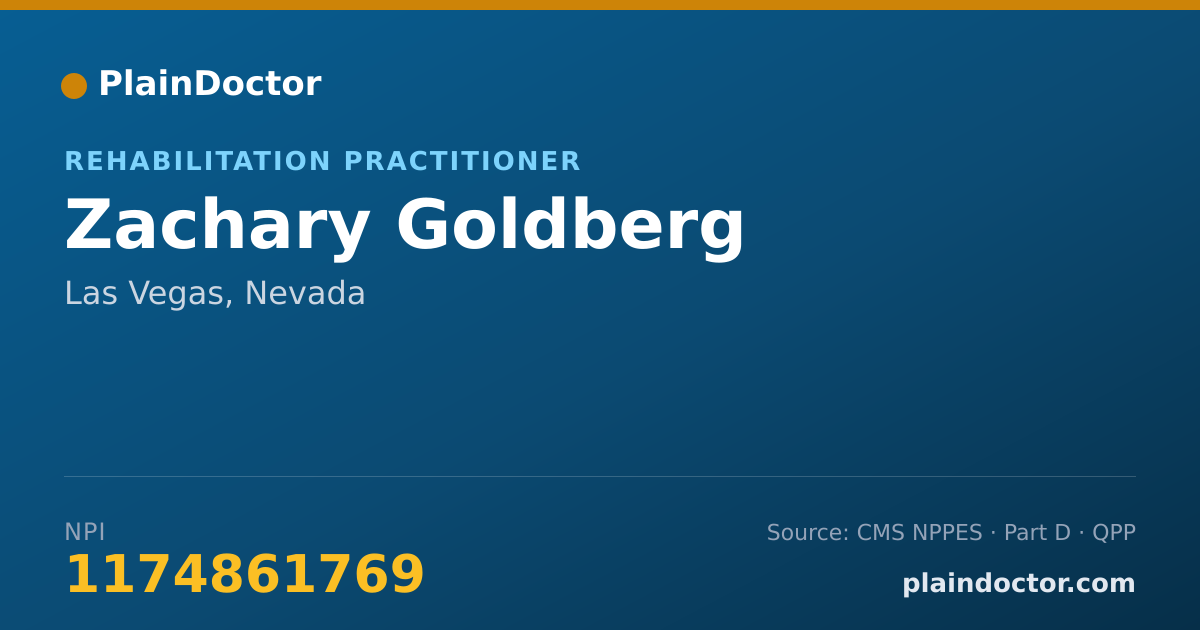 Shareable card for Zachary Goldberg - Rehabilitation Practitioner, Las Vegas, NV