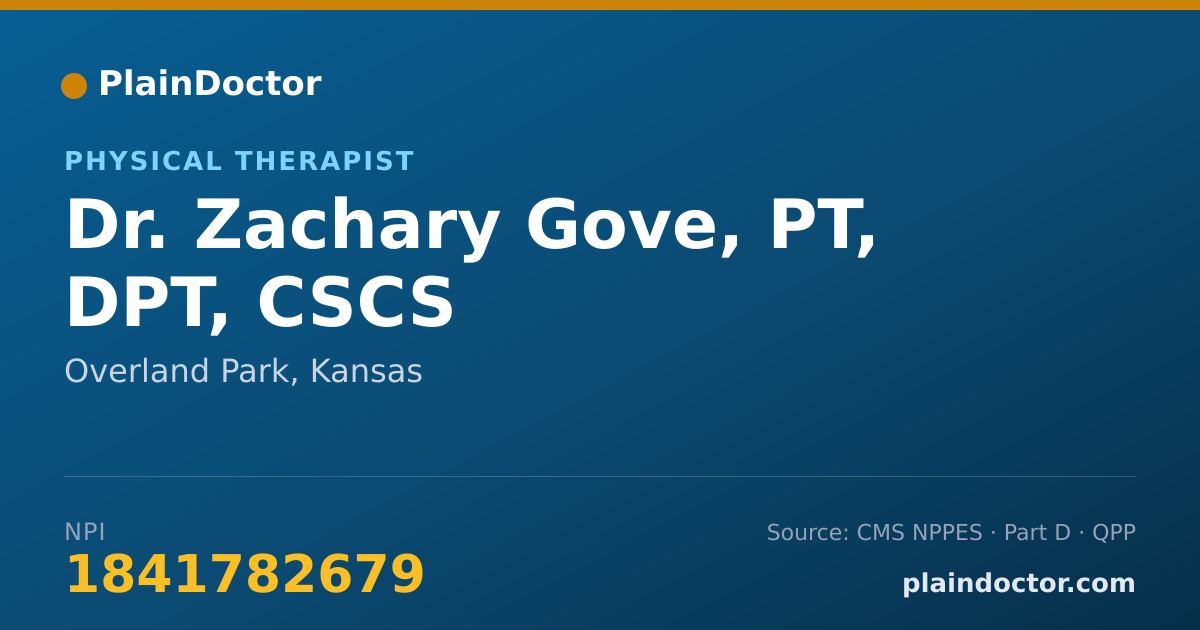 Shareable card for Zachary Gove, PT, DPT, CSCS - Physical Therapist, Overland Park, KS