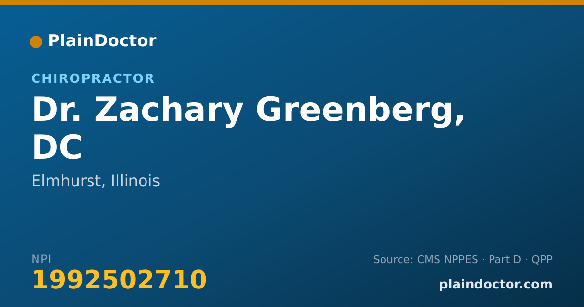 Shareable card for Zachary Greenberg, DC - Chiropractor, Elmhurst, IL