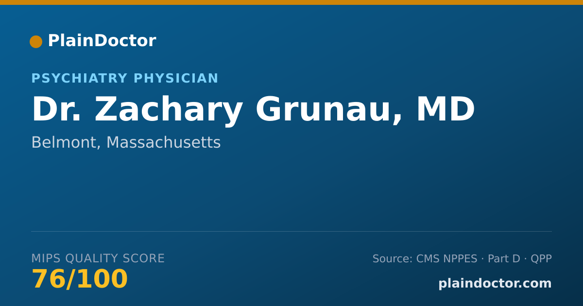 Shareable card for Zachary Grunau, MD - Psychiatry Physician, Belmont, MA