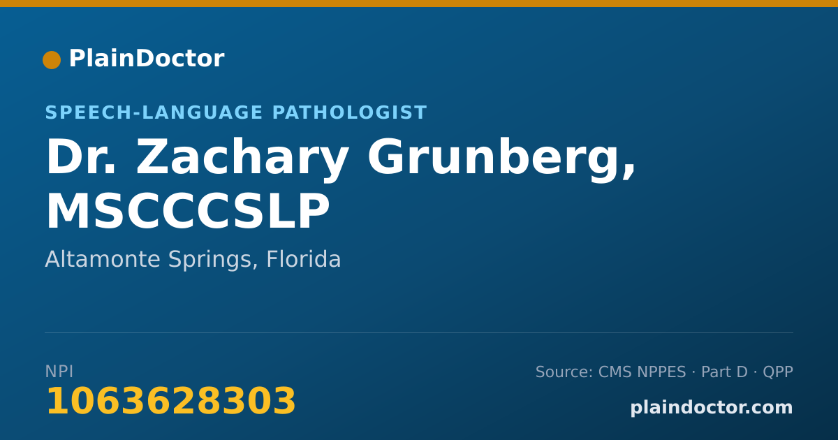 Shareable card for Zachary Grunberg, MSCCCSLP - Speech-Language Pathologist, Altamonte Springs, FL