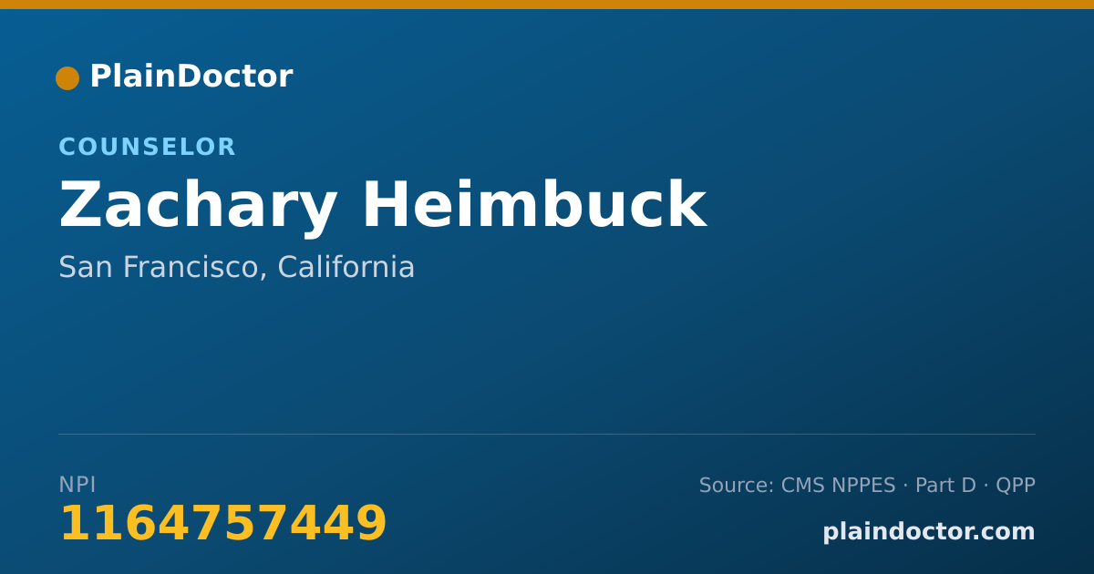 Shareable card for Zachary Heimbuck - Counselor, San Francisco, CA