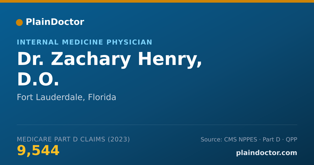 Shareable card for Zachary Henry, D.O. - Internal Medicine Physician, Fort Lauderdale, FL