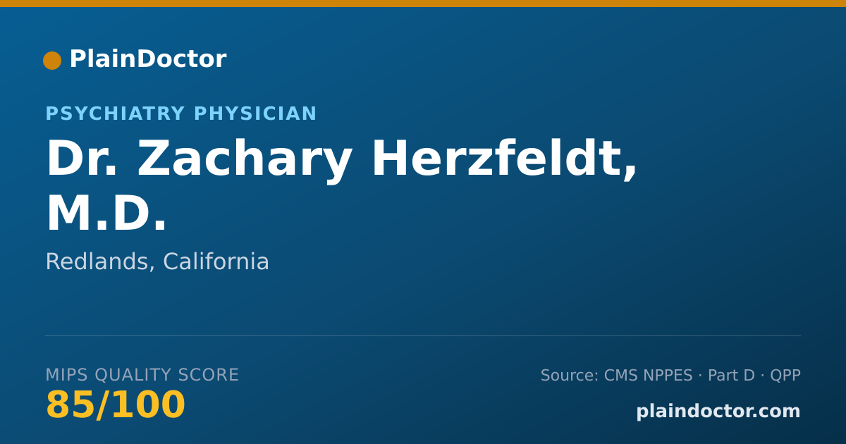 Shareable card for Zachary Herzfeldt, M.D. - Psychiatry Physician, Redlands, CA