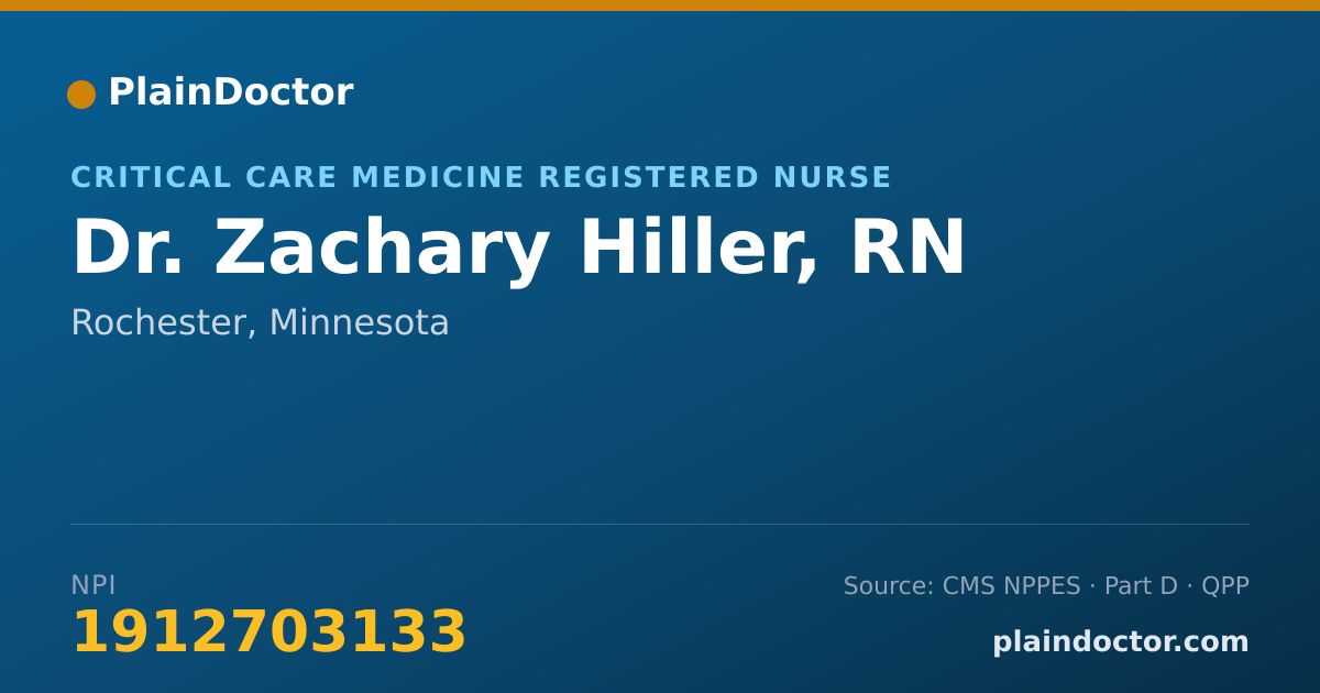 Shareable card for Zachary Hiller, RN - Critical Care Medicine Registered Nurse, Rochester, MN