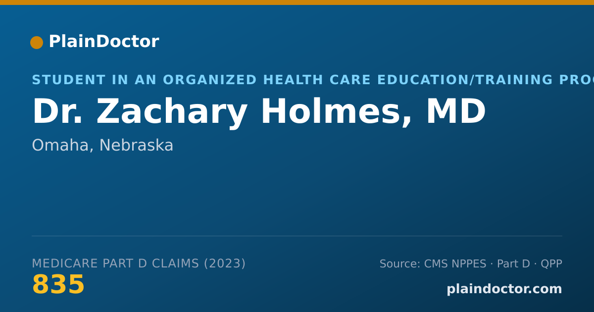 Shareable card for Zachary Holmes, MD - Student in an Organized Health Care Education/Training Program, Omaha, NE