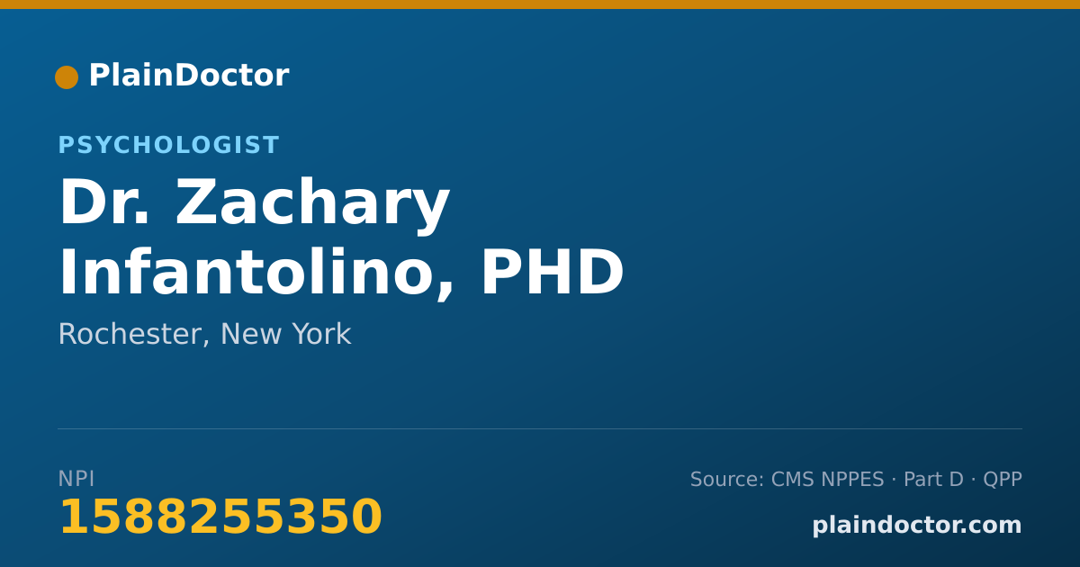 Shareable card for Zachary Infantolino, PHD - Psychologist, Rochester, NY