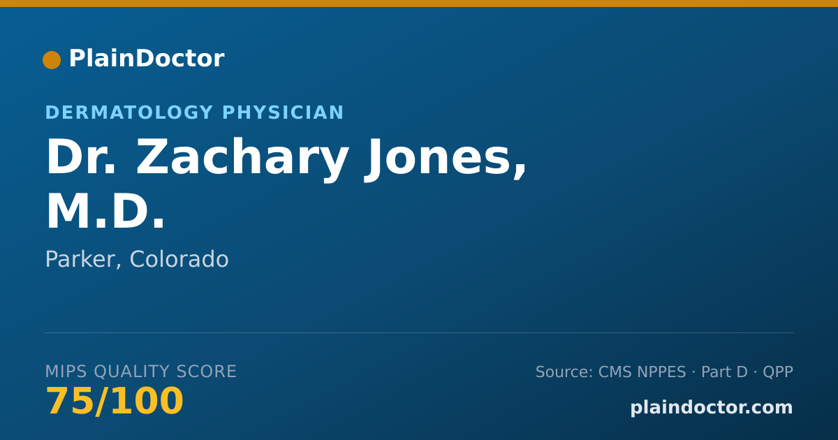 Shareable card for Zachary Jones, M.D. - Dermatology Physician, Parker, CO