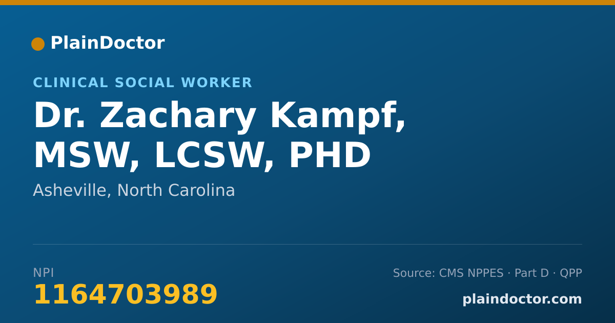Shareable card for Zachary Kampf, MSW, LCSW, PHD - Clinical Social Worker, Asheville, NC