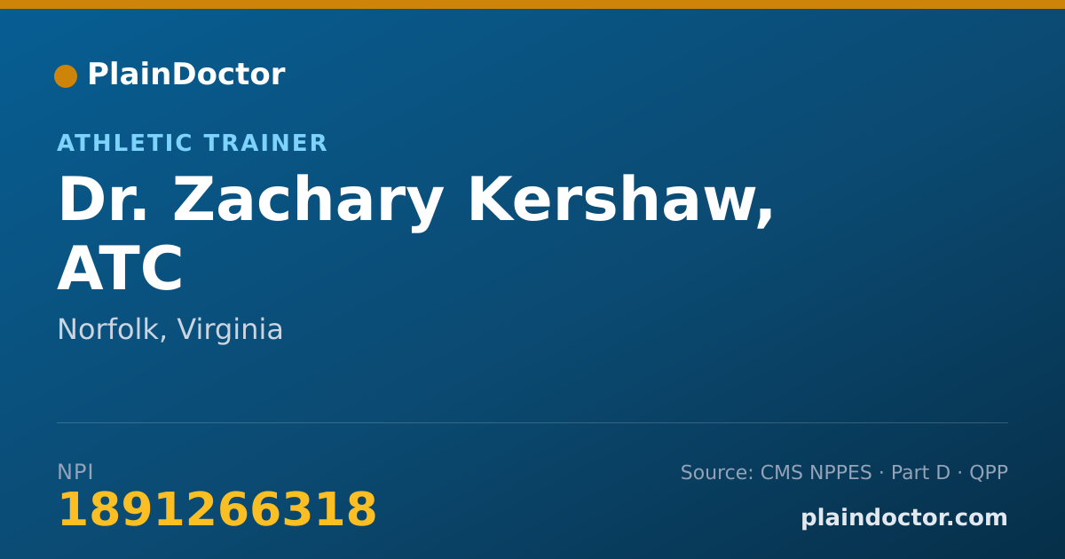 Shareable card for Zachary Kershaw, ATC - Athletic Trainer, Norfolk, VA