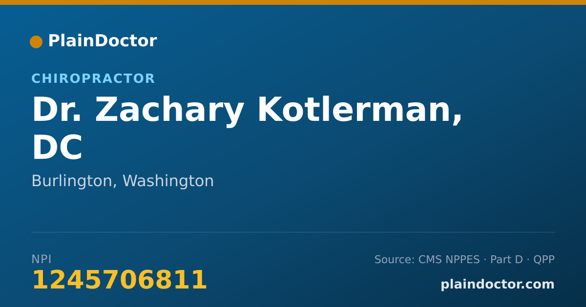 Shareable card for Zachary Kotlerman, DC - Chiropractor, Burlington, WA