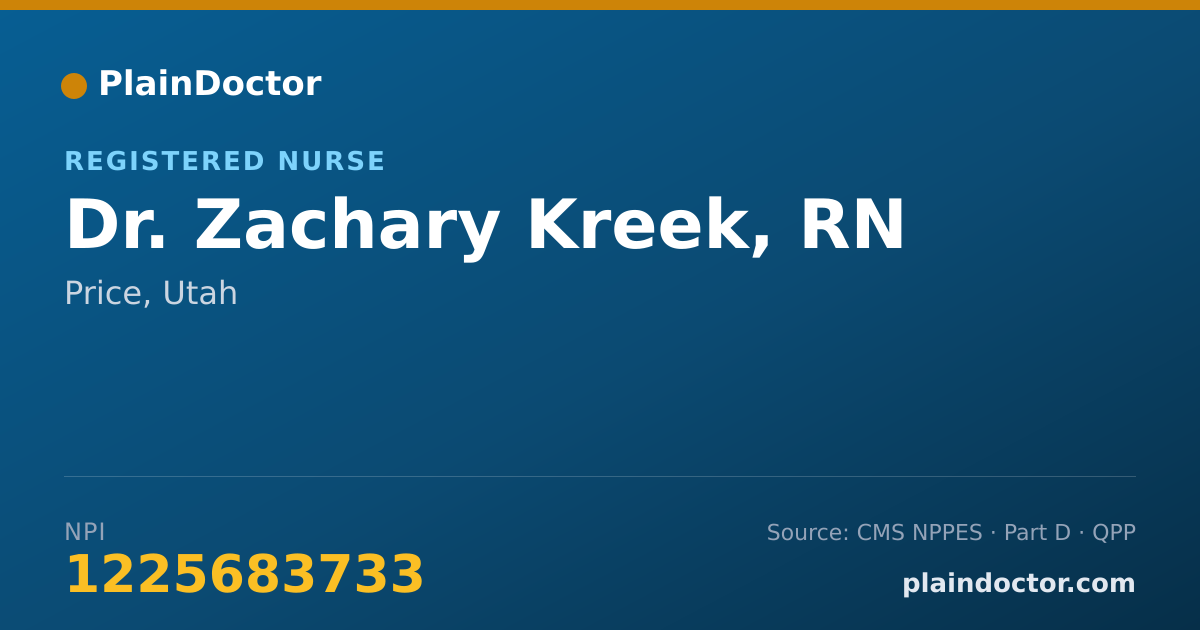 Shareable card for Zachary Kreek, RN - Registered Nurse, Price, UT
