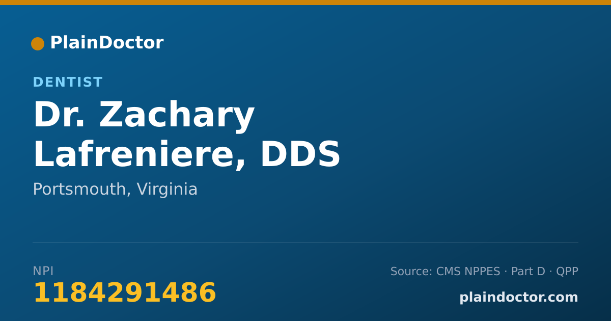 Shareable card for Zachary Lafreniere, DDS - Dentist, Portsmouth, VA