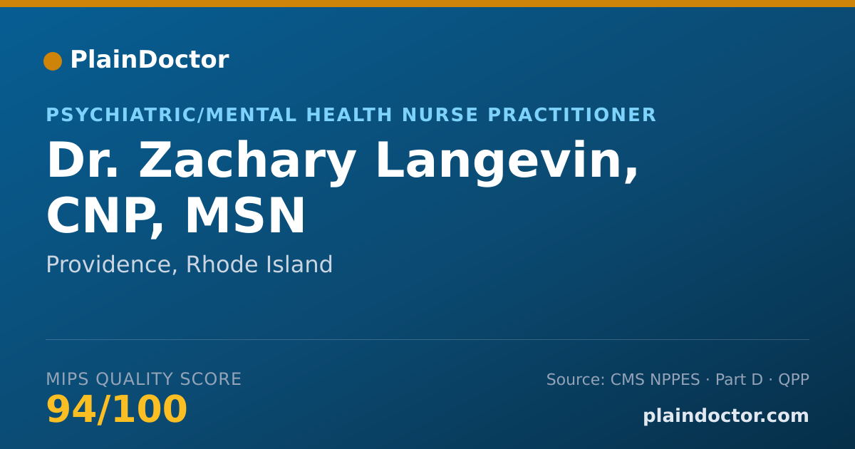 Shareable card for Zachary Langevin, CNP, MSN - Psychiatric/Mental Health Nurse Practitioner, Providence, RI