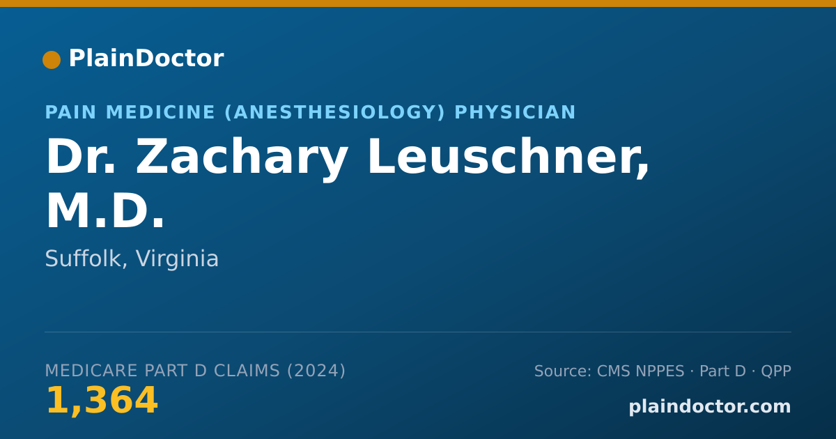 Shareable card for Zachary Leuschner, M.D. - Pain Medicine (Anesthesiology) Physician, Marble Falls, TX