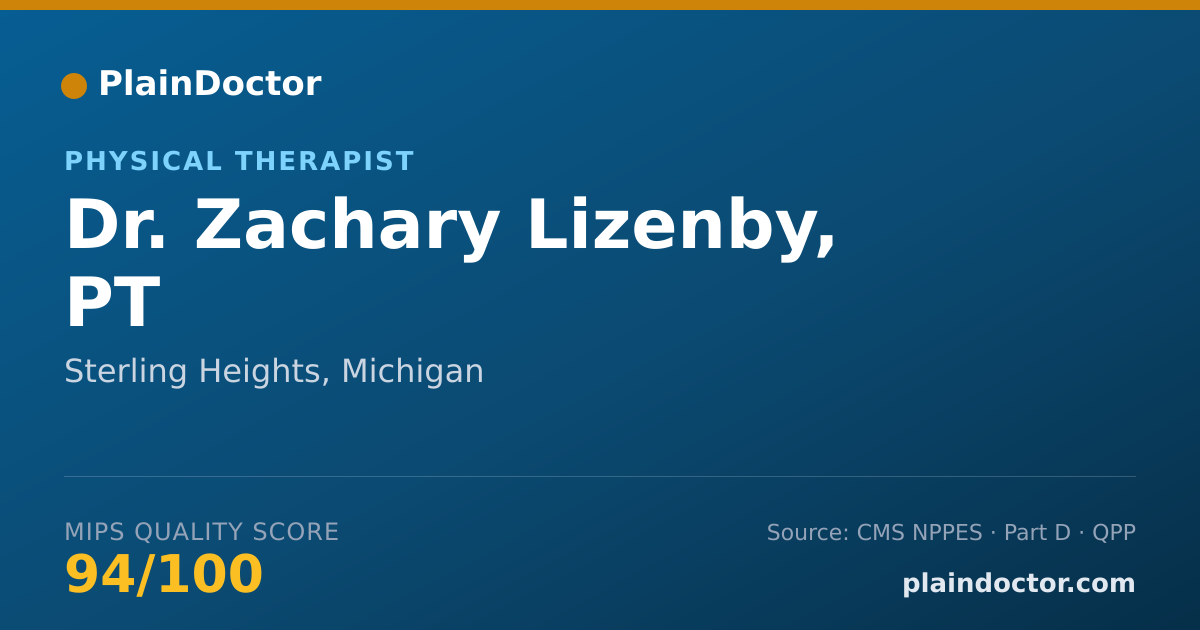 Shareable card for Zachary Lizenby, PT - Physical Therapist, Sterling Heights, MI
