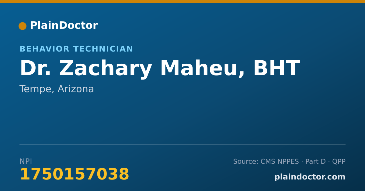 Shareable card for Zachary Maheu, BHT - Behavior Technician, Tempe, AZ