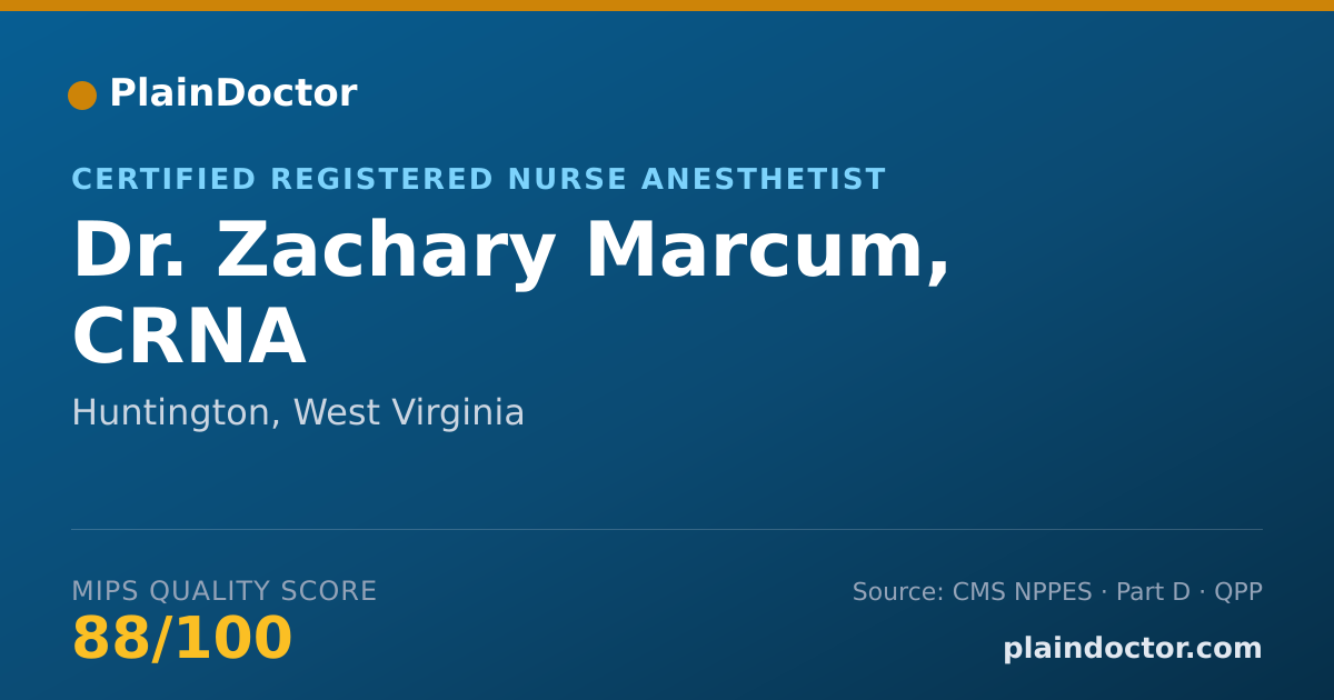 Shareable card for Zachary Marcum, CRNA - Certified Registered Nurse Anesthetist, Huntington, WV