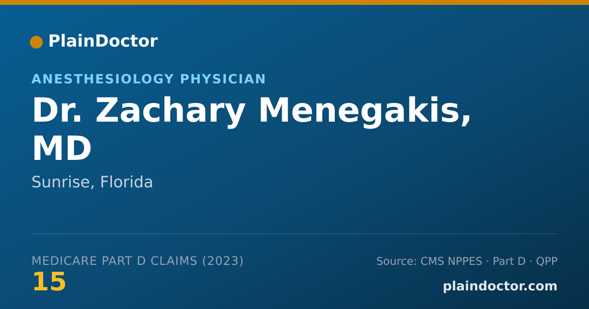 Shareable card for Zachary Menegakis, MD - Anesthesiology Physician, Sunrise, FL