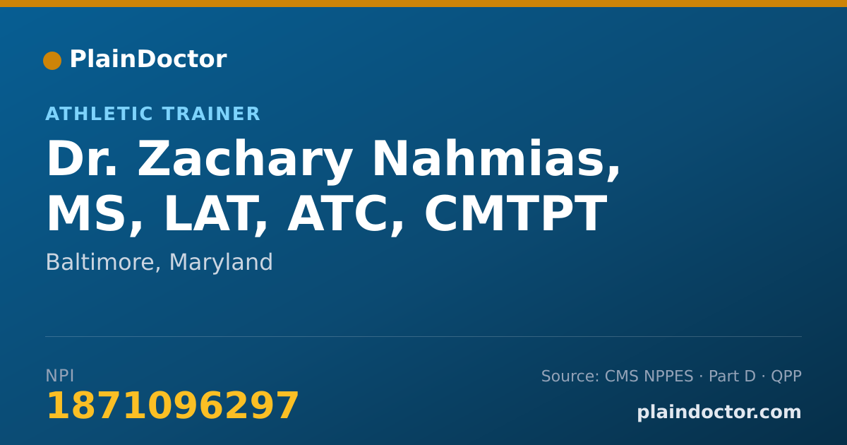 Shareable card for Zachary Nahmias, MS, LAT, ATC, CMTPT - Athletic Trainer, Baltimore, MD