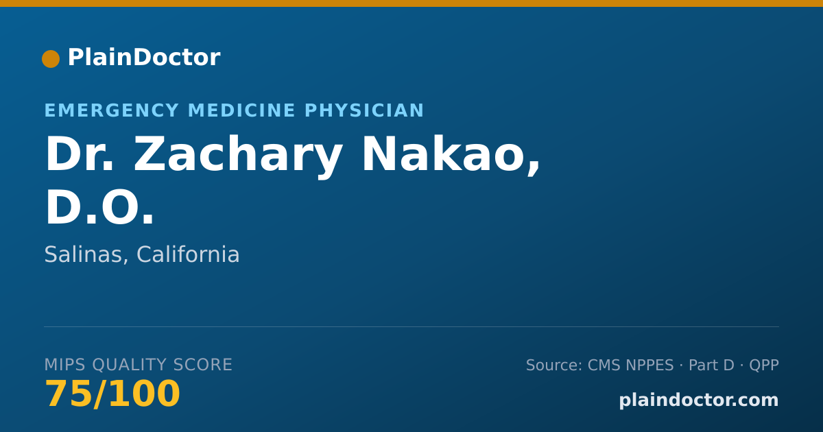 Shareable card for Zachary Nakao, D.O. - Emergency Medicine Physician, Salinas, CA