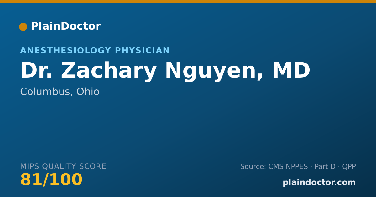 Shareable card for Zachary Nguyen, MD - Anesthesiology Physician, Columbus, OH