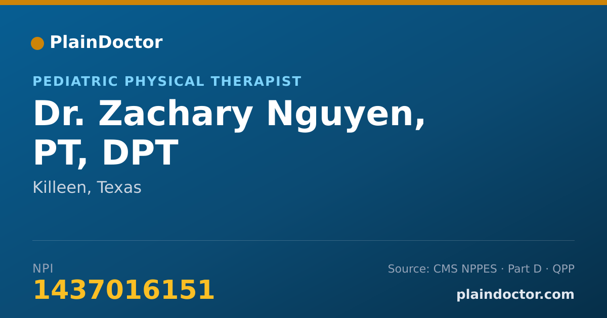 Shareable card for Zachary Nguyen, PT, DPT - Pediatric Physical Therapist, Killeen, TX