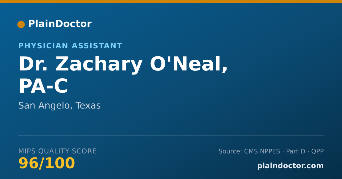 Shareable card for Zachary O'Neal, PA-C - Physician Assistant, San Angelo, TX