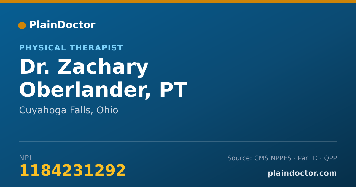 Shareable card for Zachary Oberlander, PT - Physical Therapist, Cuyahoga Falls, OH