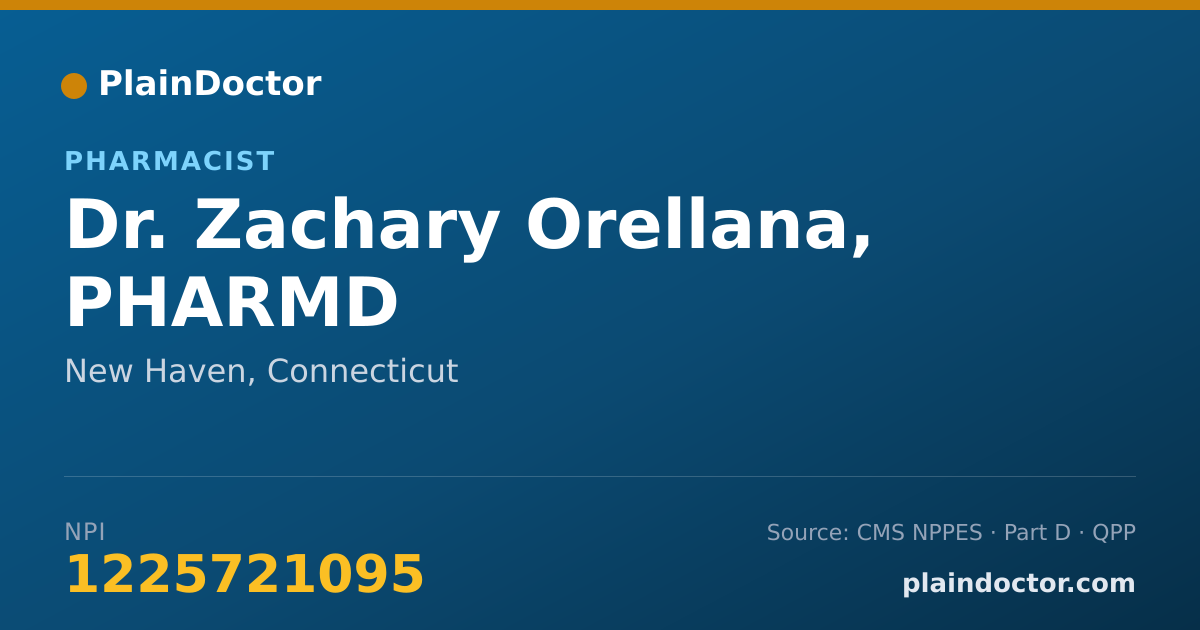 Shareable card for Zachary Orellana, PHARMD - Pharmacist, New Haven, CT