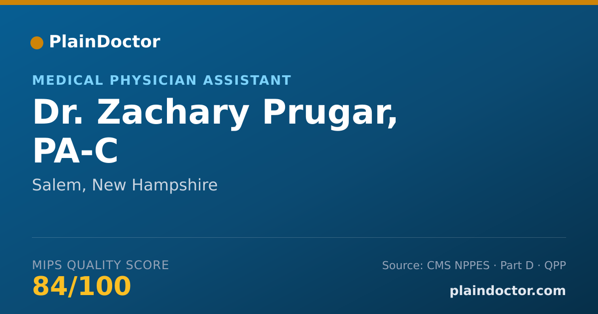 Shareable card for Zachary Prugar, PA-C - Medical Physician Assistant, Salem, NH