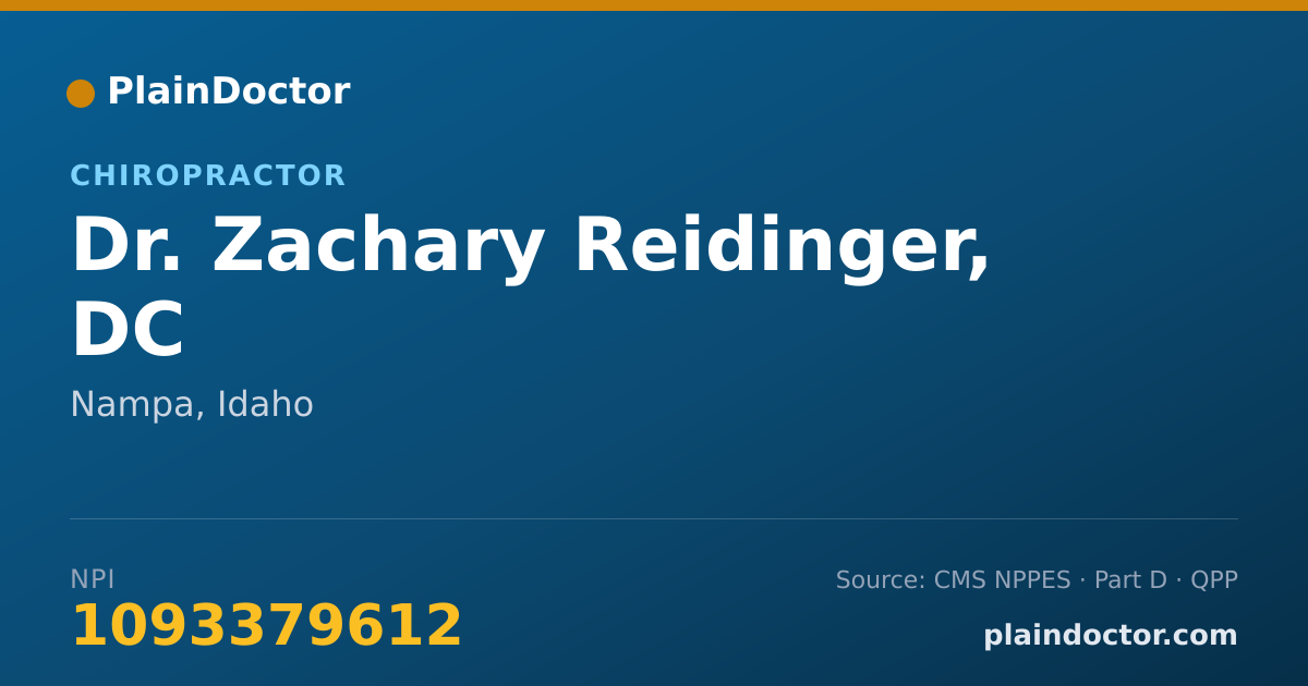 Shareable card for Zachary Reidinger, DC - Chiropractor, Nampa, ID