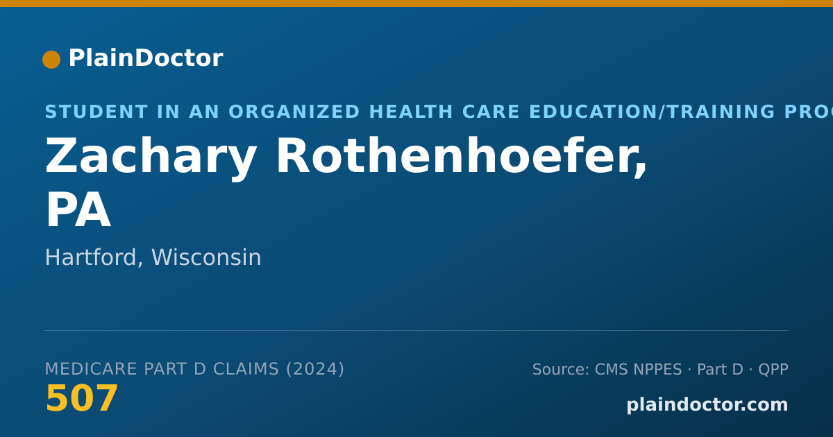Shareable card for Zachary Rothenhoefer, PA - Student in an Organized Health Care Education/Training Program, Hartford, WI