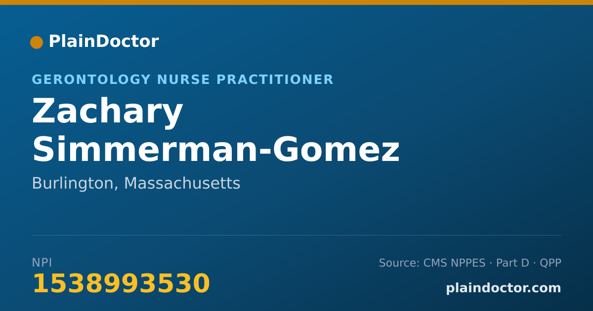Shareable card for Zachary Simmerman-Gomez - Gerontology Nurse Practitioner, Burlington, MA