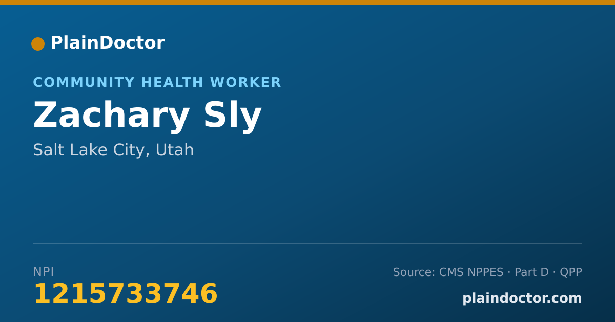 Shareable card for Zachary Sly - Community Health Worker, Salt Lake City, UT
