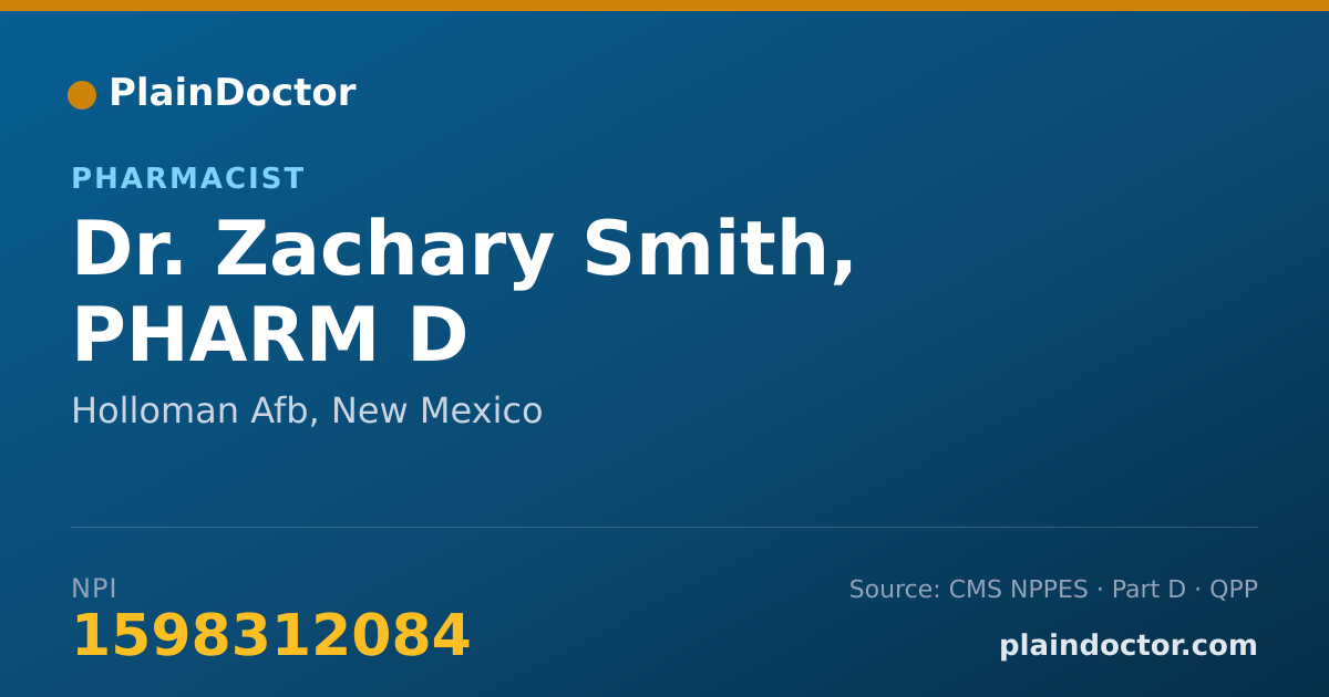 Shareable card for Zachary Smith, PHARM D - Pharmacist, Holloman Afb, NM