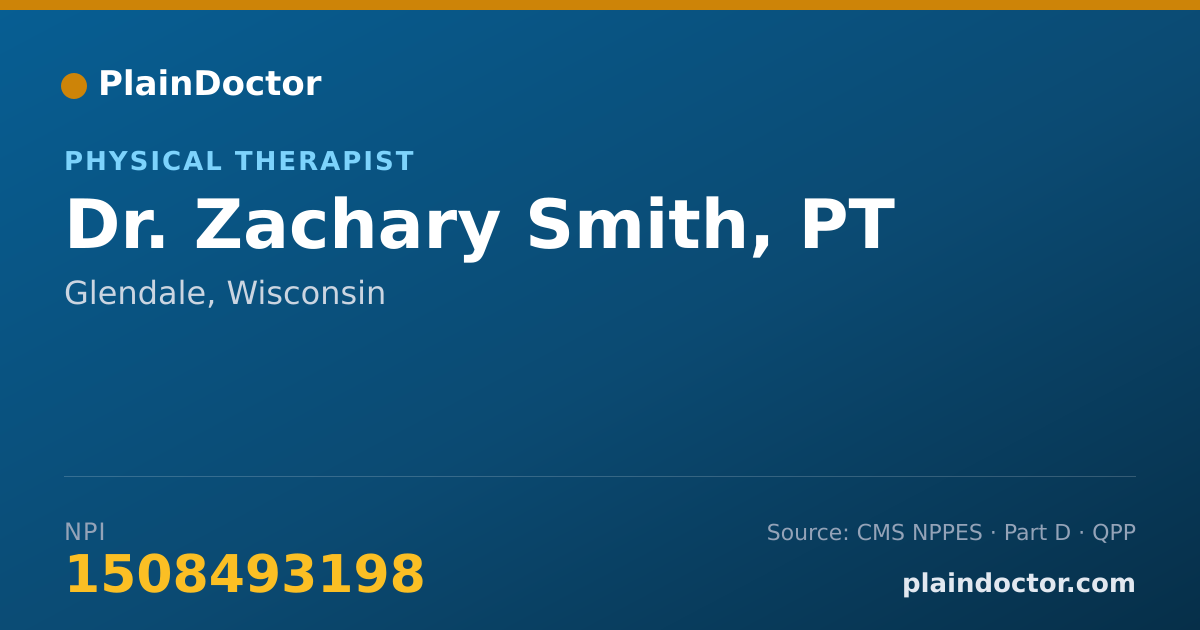 Shareable card for Zachary Smith, PT - Physical Therapist, Glendale, WI