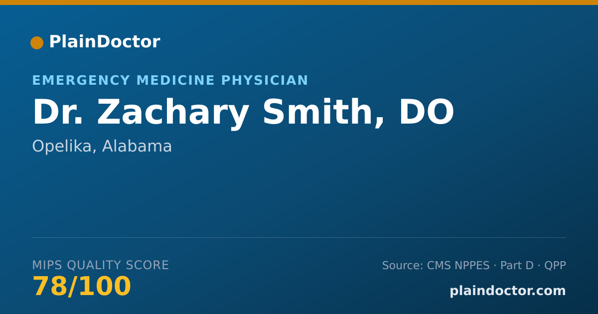 Shareable card for Zachary Smith, DO - Emergency Medicine Physician, Opelika, AL