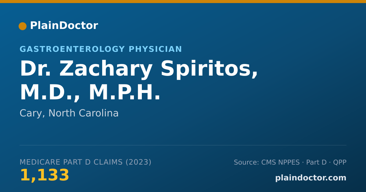 Shareable card for Zachary Spiritos, M.D., M.P.H. - Gastroenterology Physician, Cary, NC