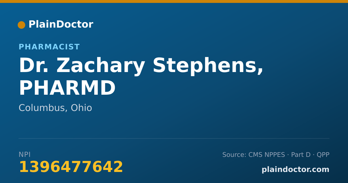Shareable card for Zachary Stephens, PHARMD - Pharmacist, Columbus, OH