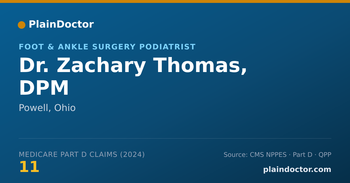 Shareable card for Zachary Thomas, DPM - Foot & Ankle Surgery Podiatrist, Powell, OH