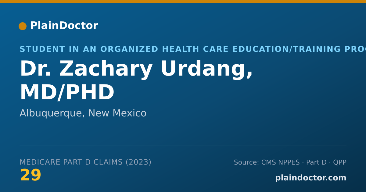 Shareable card for Zachary Urdang, MD/PHD - Student in an Organized Health Care Education/Training Program, Albuquerque, NM