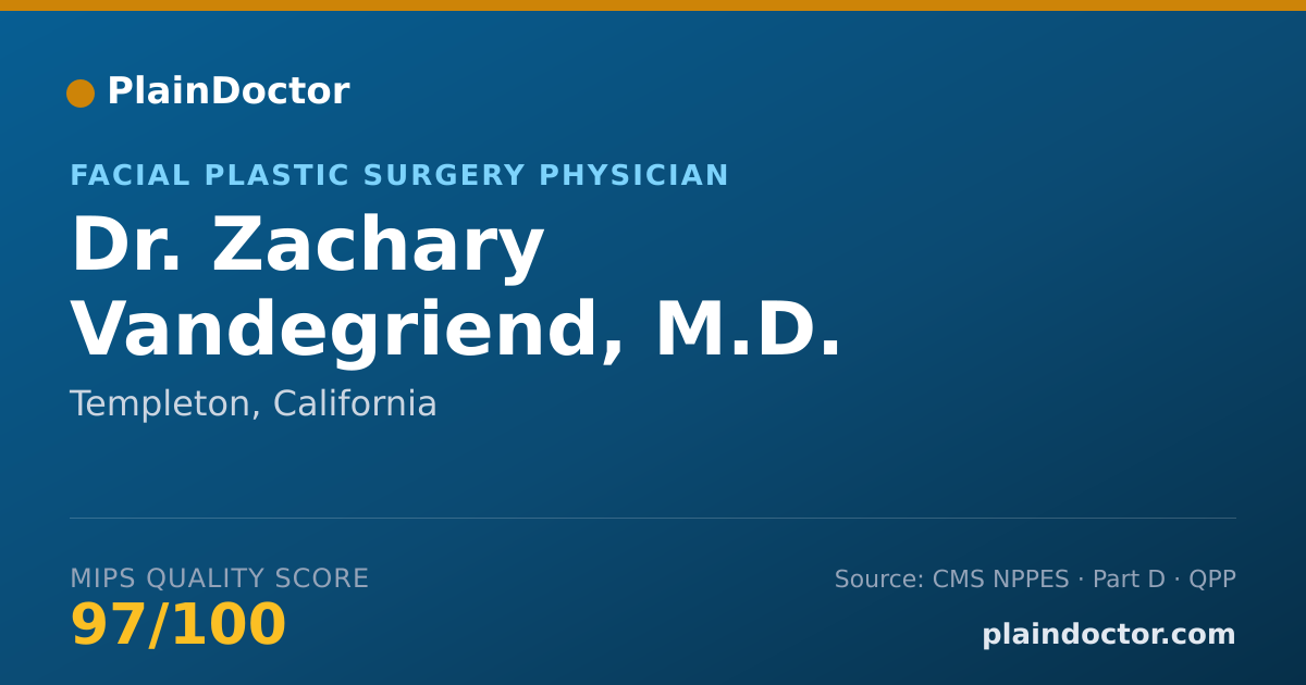 Shareable card for Zachary Vandegriend, M.D. - Facial Plastic Surgery Physician, Templeton, CA