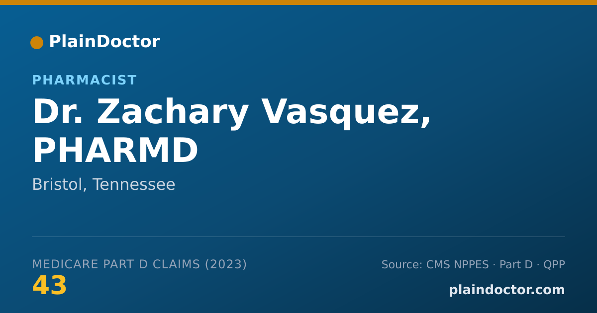 Shareable card for Zachary Vasquez, PHARMD - Pharmacist, Bristol, TN