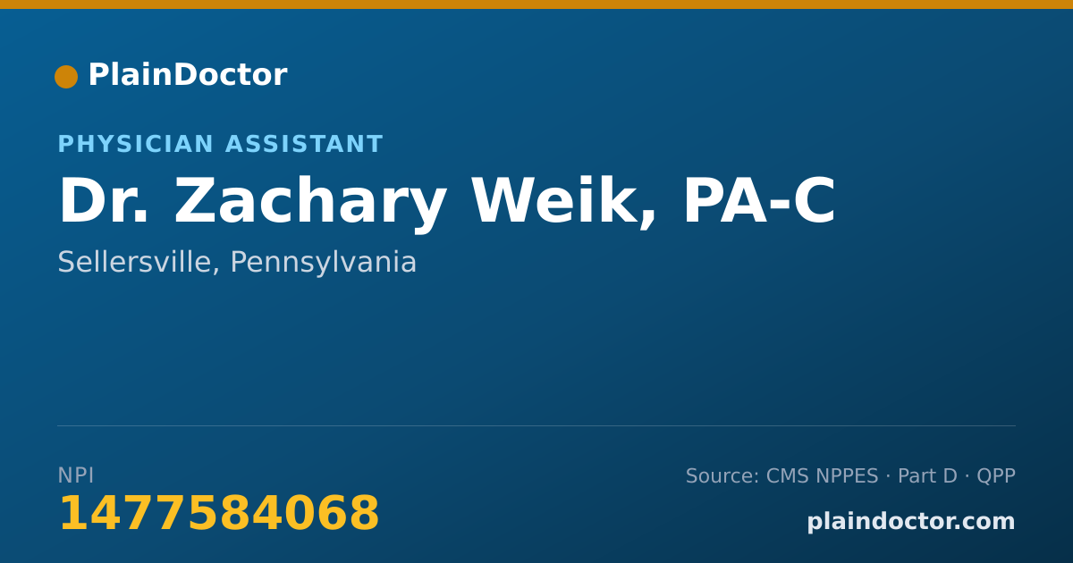Shareable card for Zachary Weik, PA-C - Physician Assistant, Sellersville, PA