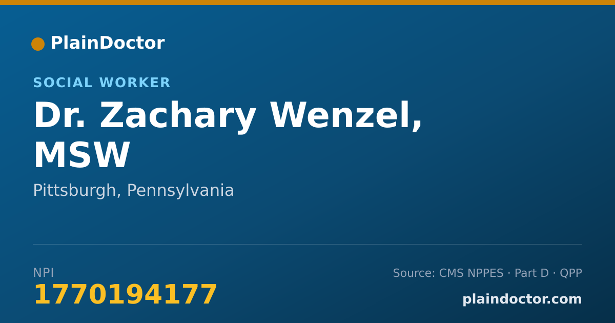Shareable card for Zachary Wenzel, MSW - Social Worker, Pittsburgh, PA