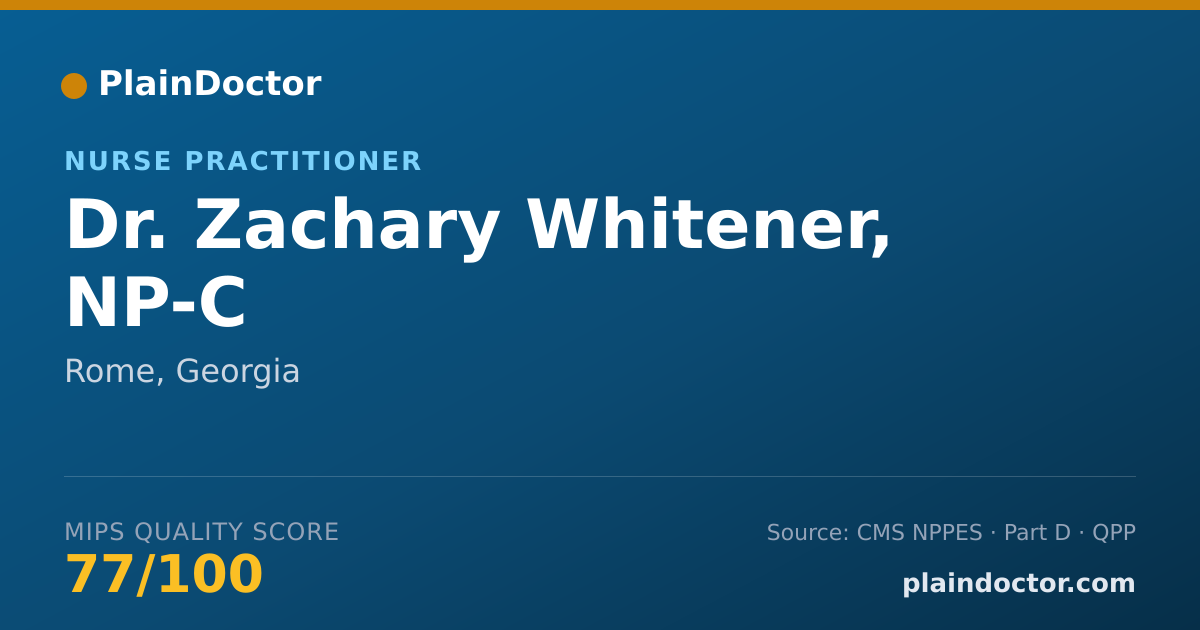 Shareable card for Zachary Whitener, NP-C - Nurse Practitioner, Rome, GA