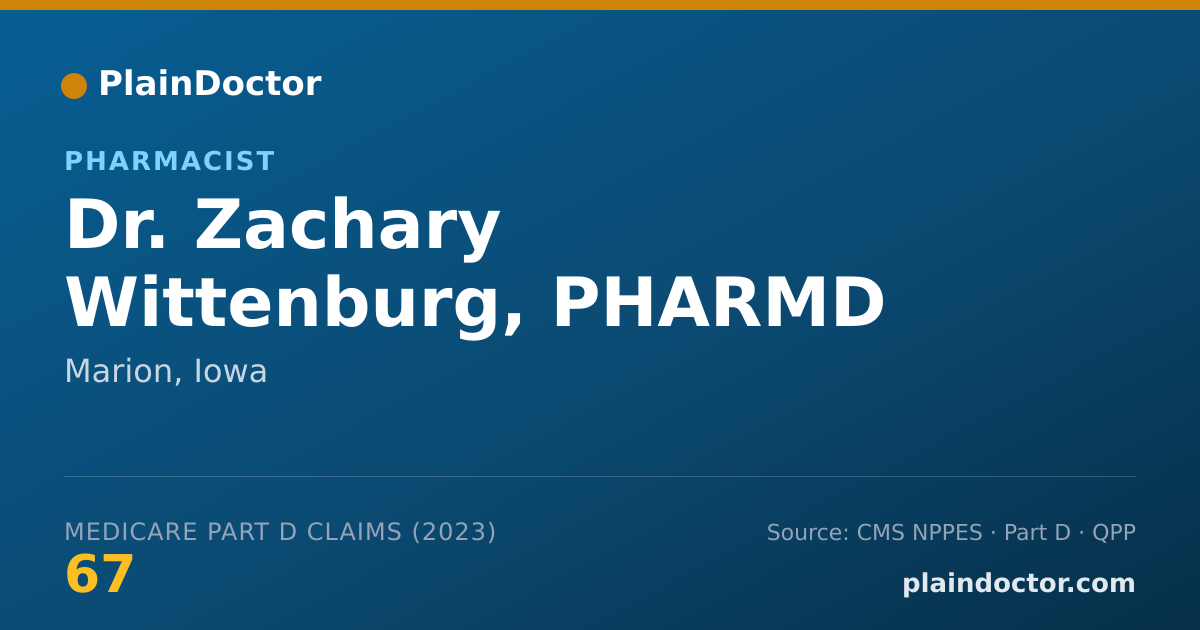 Shareable card for Zachary Wittenburg, PHARMD - Pharmacist, Marion, IA
