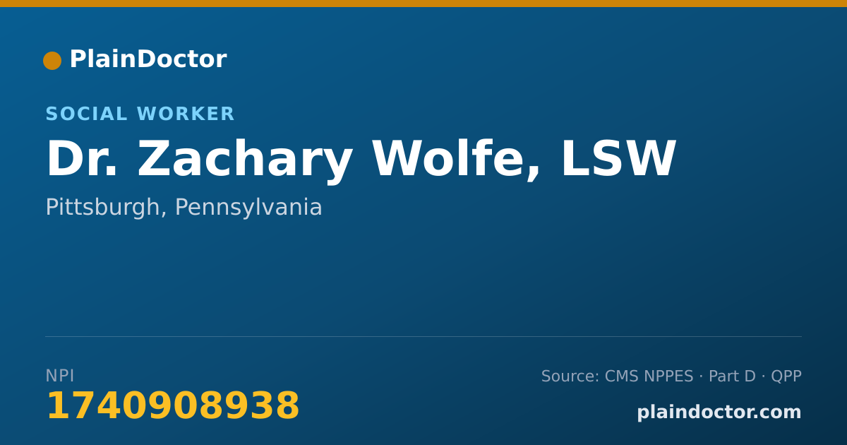 Shareable card for Zachary Wolfe, LSW - Social Worker, Pittsburgh, PA
